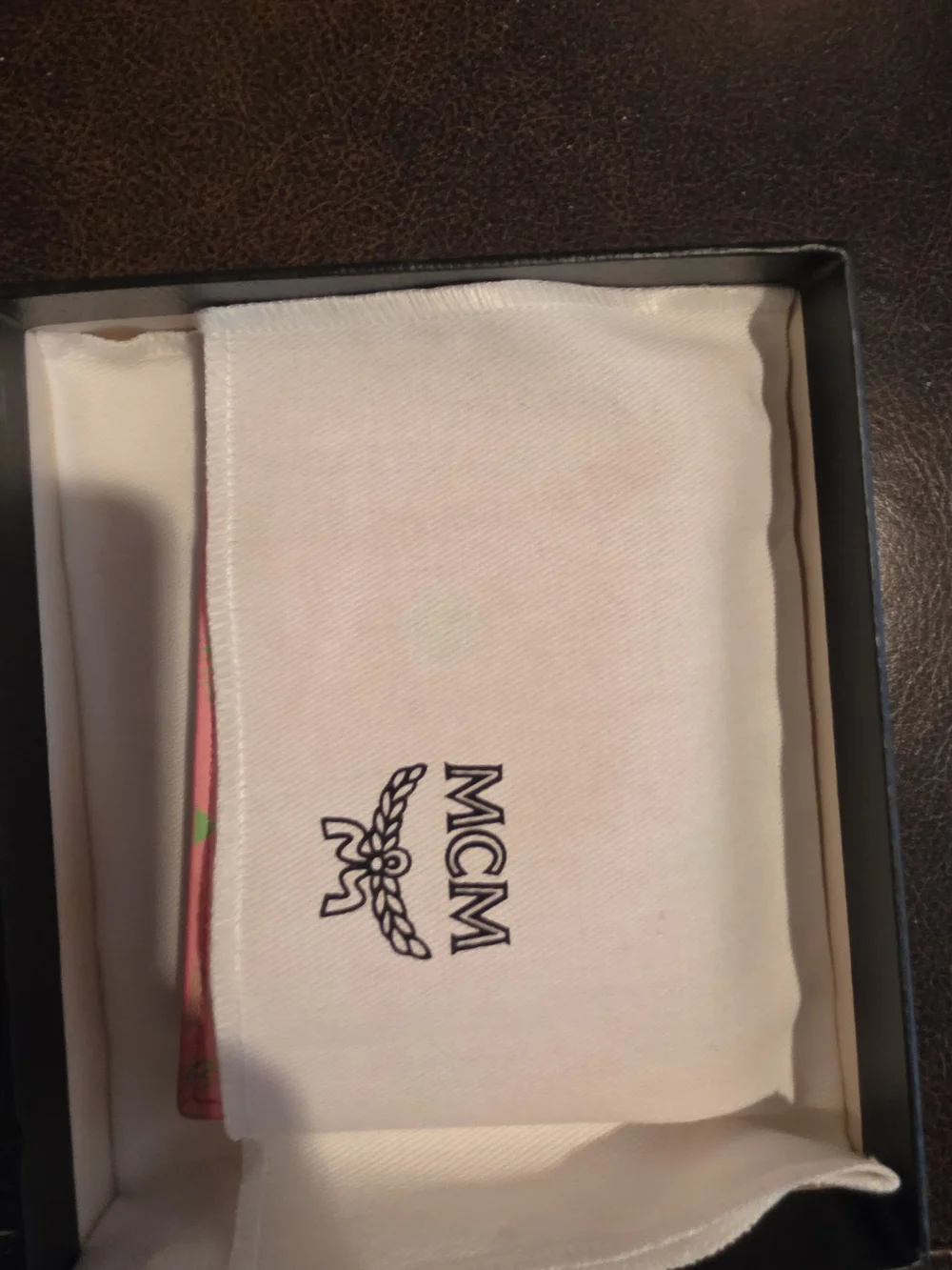 MCM Pink Color Splash Card Holder with Green Accents